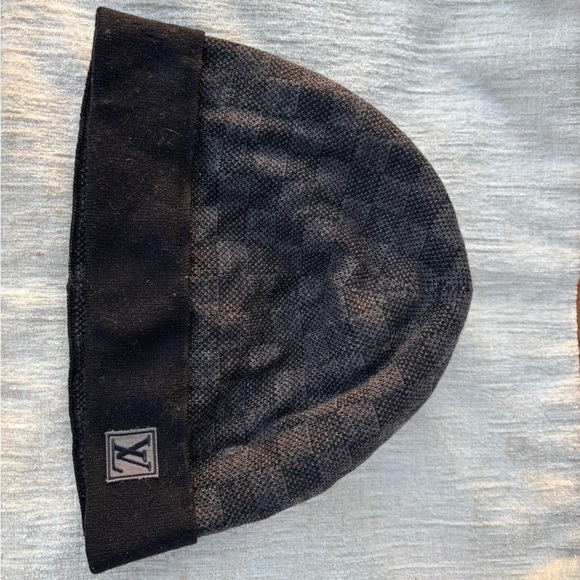 Louis Vuitton Knit Beanie Hat Petit Damier Graphite Wool Used - Picture 1 of 4